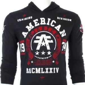 AMERICAN FIGHTER Mens Long Sleeve DALTON Hoodie T-Shirt (Black)